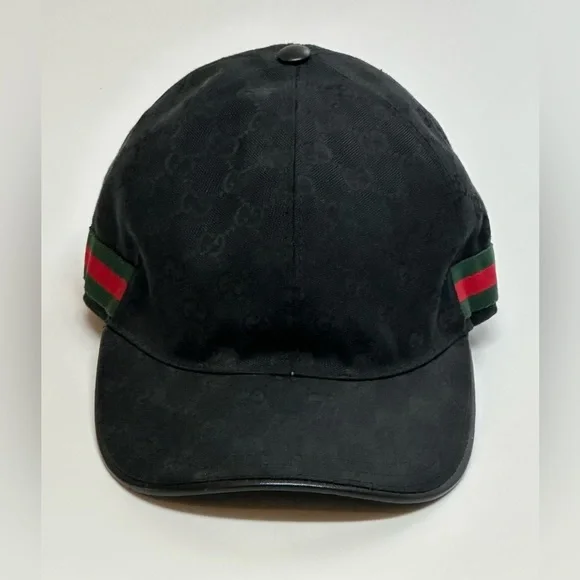 Gucci Original Men’s Canvas Hat With Web|XXL Strap Back Adjustable Cap|Black - Picture 1 of 9